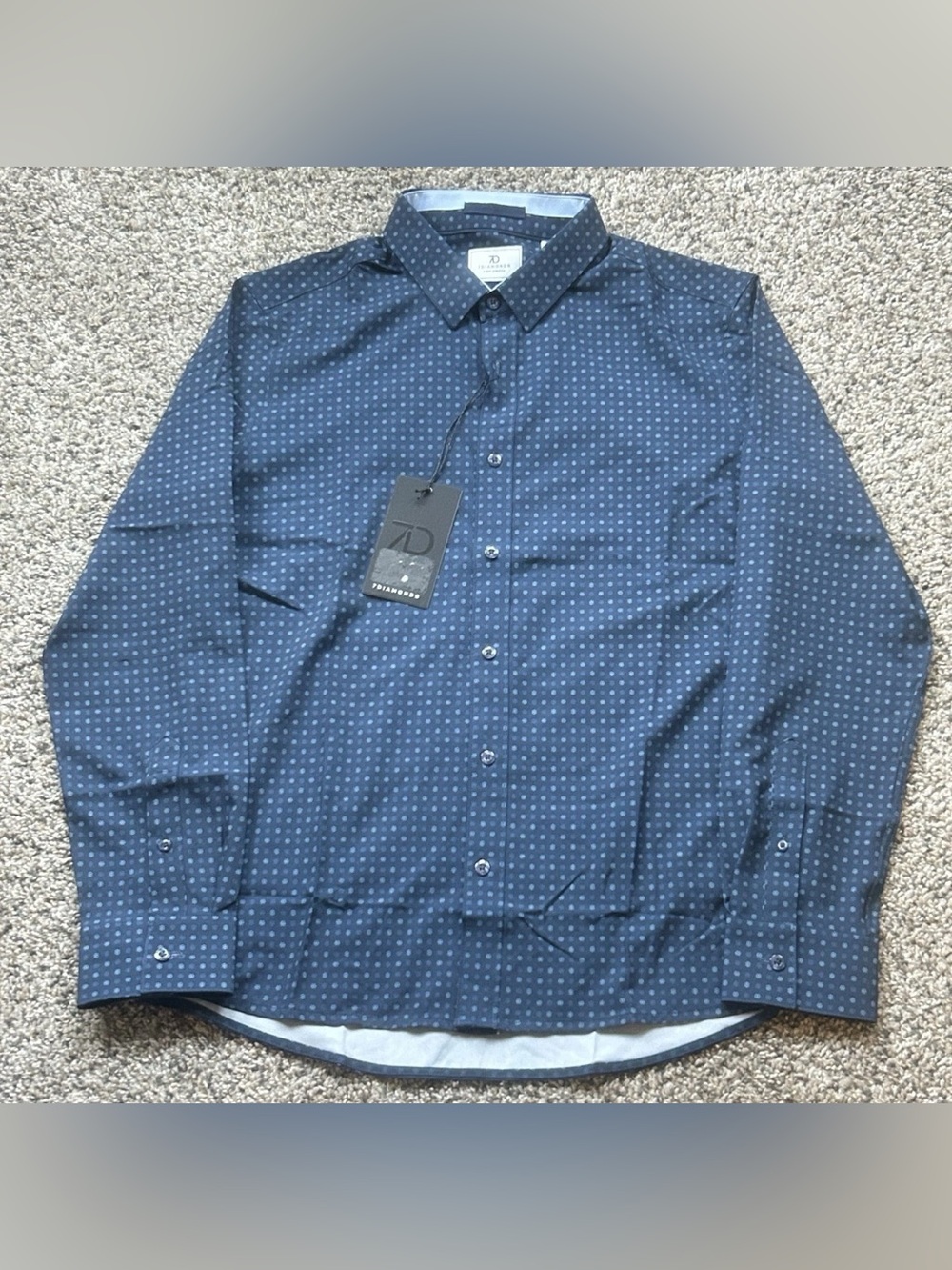7 Diamonds Amis 4-Way Stretch Button Up Shirt Navy Blue Men’s Size XL